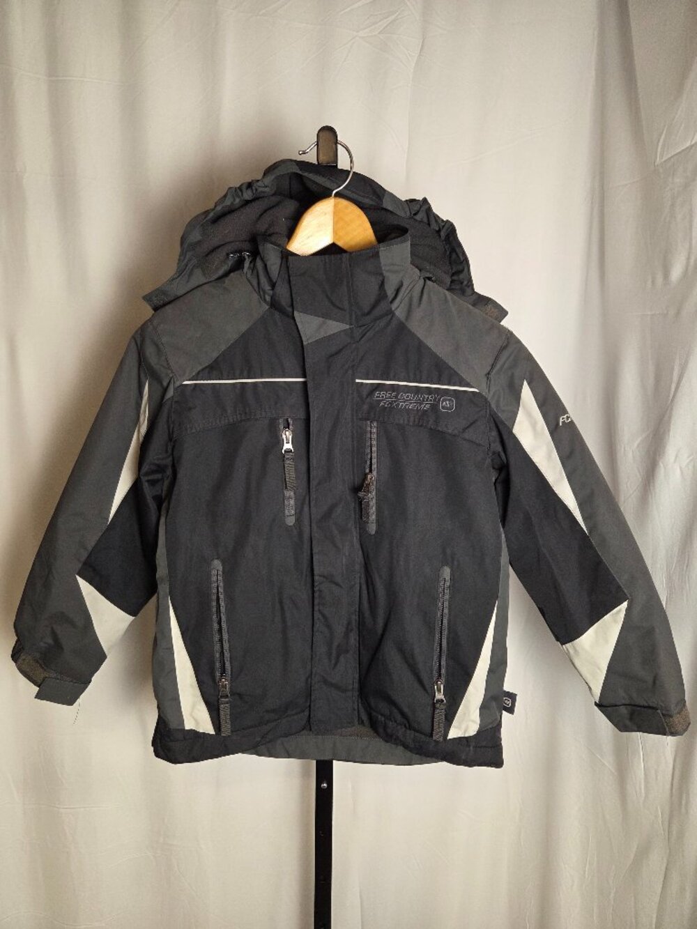 Free Country Tech Boys Small 5/6 Black Gray Ski Jacket FCXtreme Winter Coat